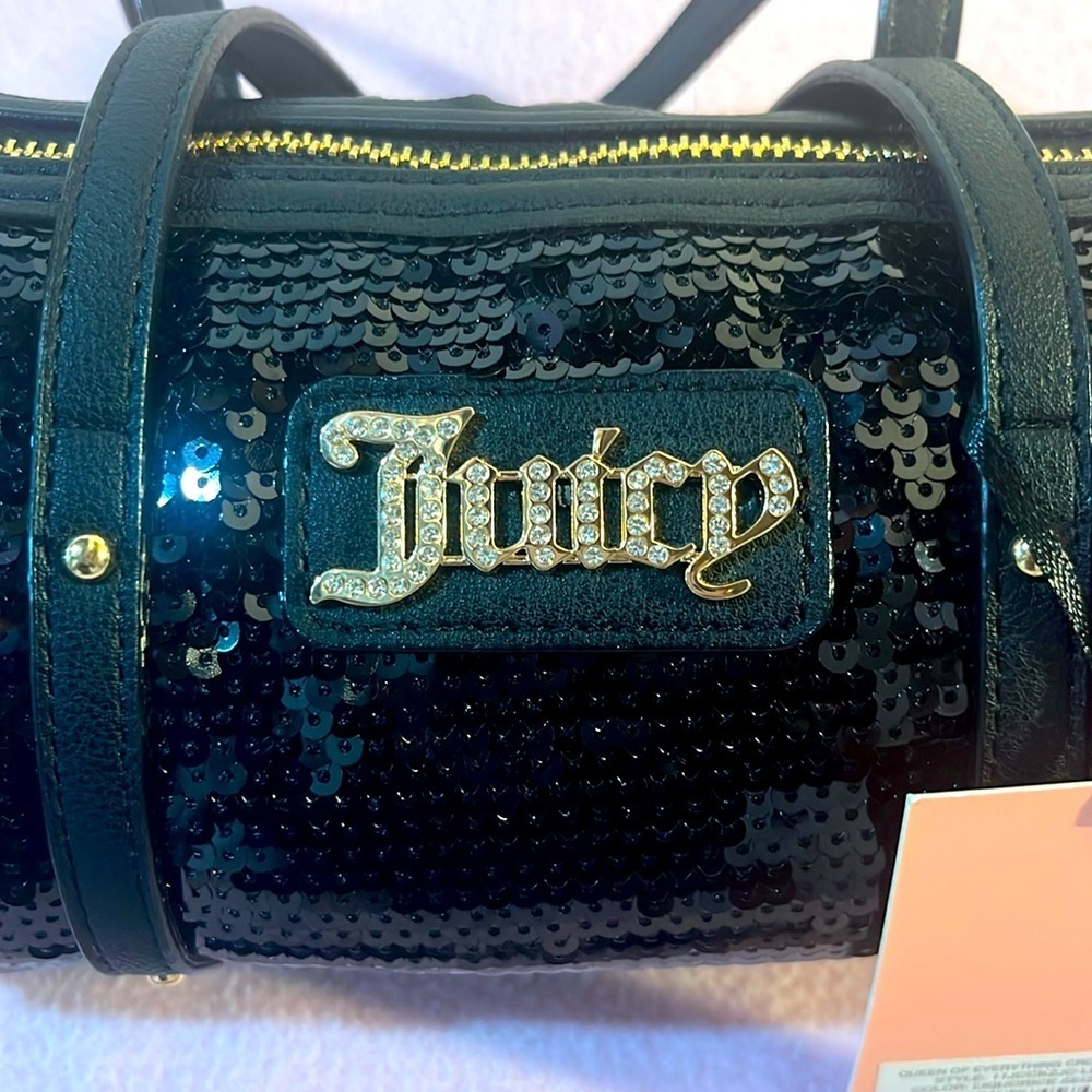 NWT Juicy Couture Black Sequin "Queen of Everything" Crossbody Bag